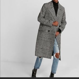 EXPRESS Plaid Boxy Double Breasted Coat